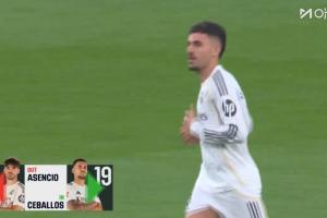 皇马中场换人调整，塞巴略斯登场换下阿森西奥