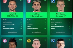 德甲1月最佳候选：奥利塞、迪亚斯、施洛特贝克、武什科维奇领衔